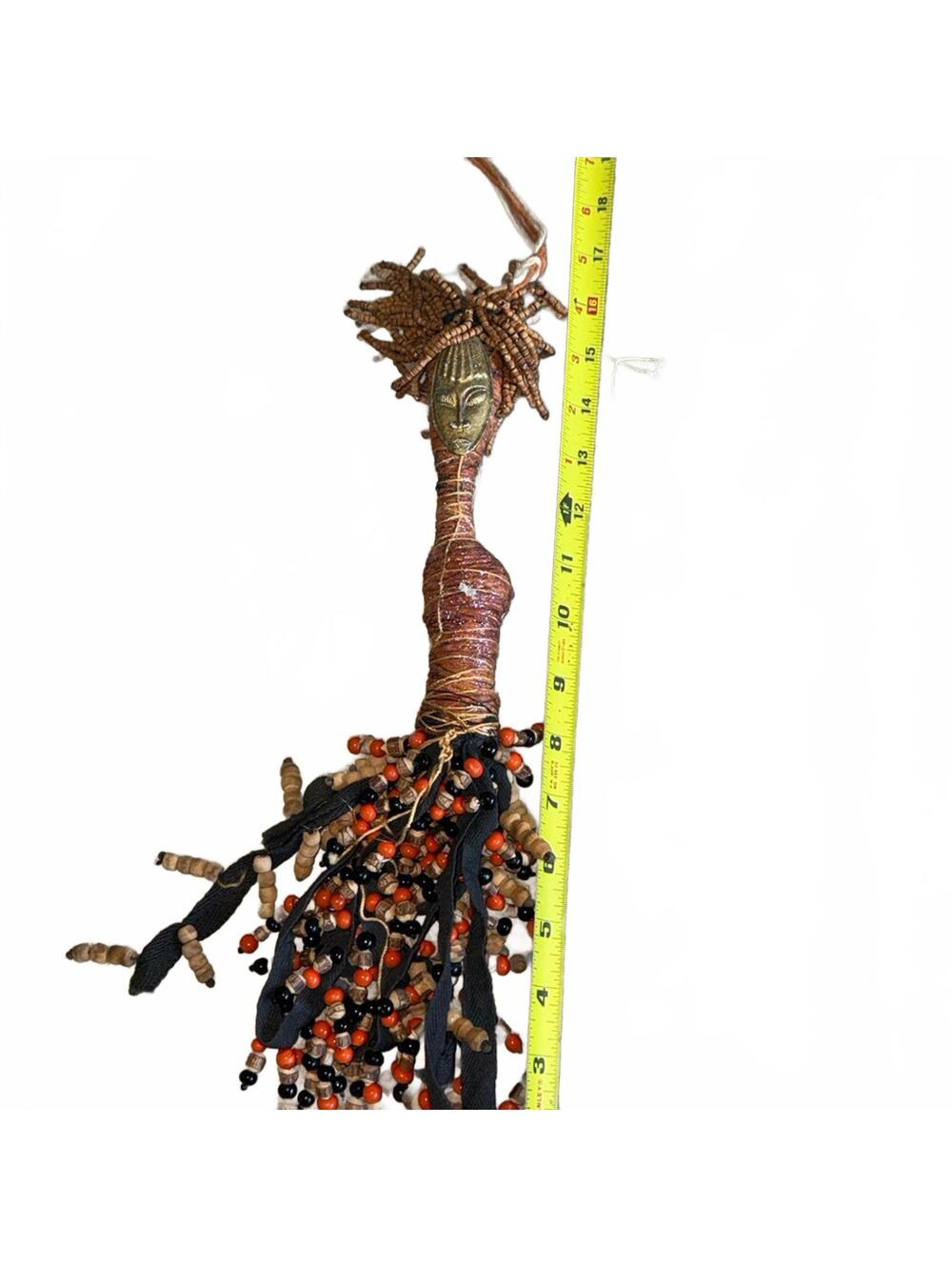 African Fertility Doll Wall Hanging Beaded Tribal Boho Handmade Ethnic Decor - Picture 3 of 7